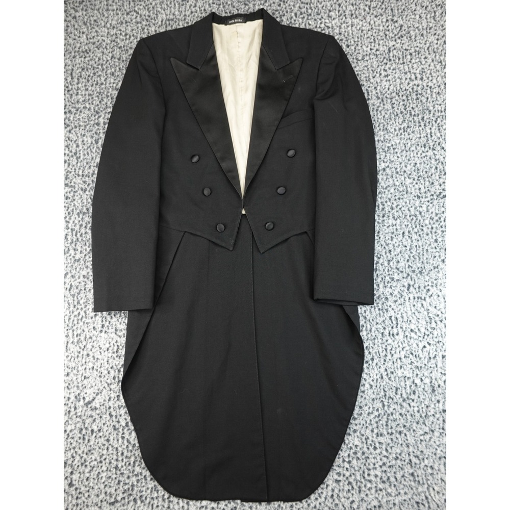 Chaps Ralph Lauren Tuxedo Tailcoat Mens 39L Black Good Satin Peak Lapel USA Made